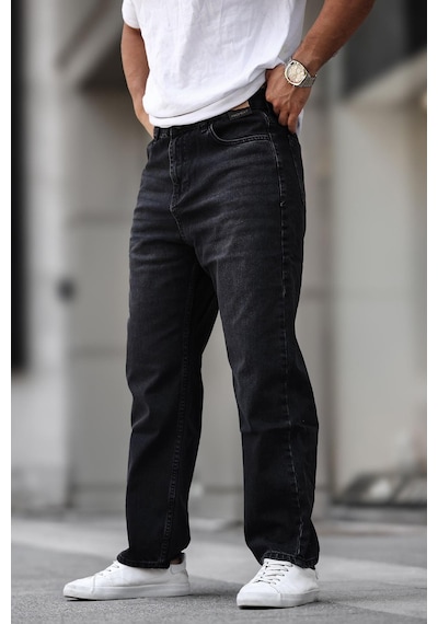 Madmext Siyah Erkek Yıkamalı Baggy Jean 7216-siyah Siyah
