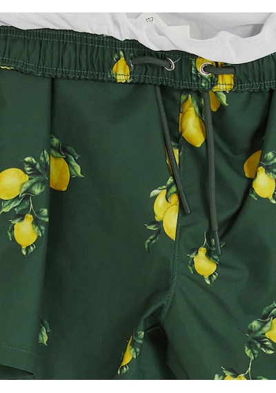 Lcw Swımwear Yeşil Kısa Limon Desenli Erkek Deniz Şortu