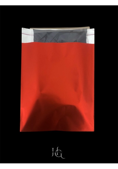 20 Adet 25x35 Cm Bantlı Metalize Lüks Hediye Paketi Poşeti, Hediye Poşeti 25x30+5 Cm, Kırmızı