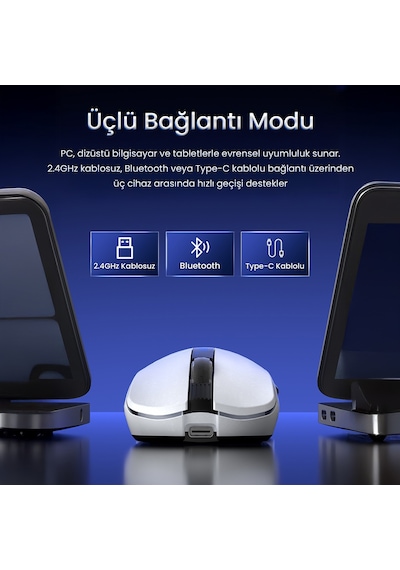 Aula Sc590 Pro Paw3311 Sensör 20000 Dpı 1000hz Kablolu Ve Kablosuz Gaming Oyuncu Mouse Beyaz Sc590pro