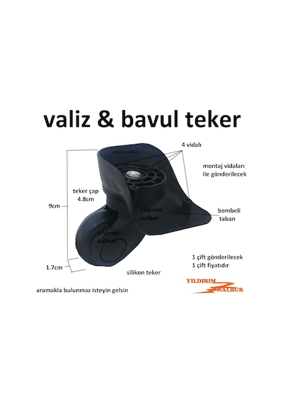 Bavul Tekeri Sağ Sol Çift Gönderilecek Bavul Tekeri Çanta Tekerle