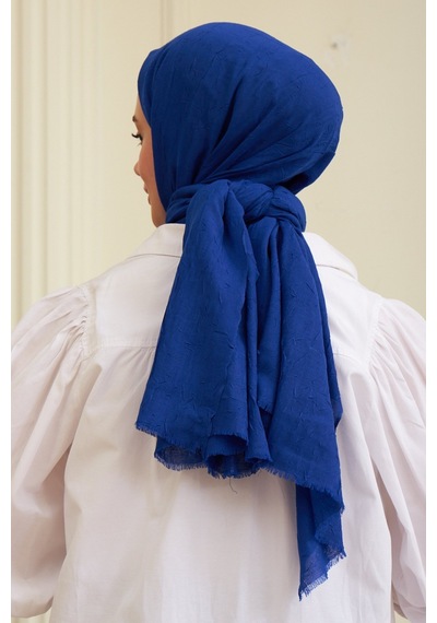 Bambu Şal Tesettür, Pamuklu, Hafif, Rahat, Şık, Yüksek Kalite, Hijab, Shawl, Original, Lux Saks Mavi