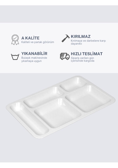 Tabldot Tabak 6'lı Polikarbon 5 Gözlü Servis Tabağı