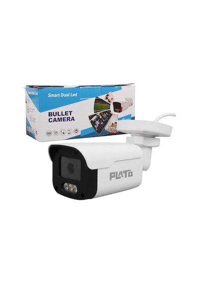 Plato Pl-37707 Ahd Bullet Güvenlik Kamera 2mp 3 Warm Led Sesli 3.6mm Renkli Gece Görüş Mikrofonlu