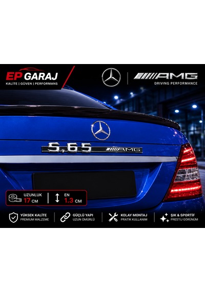 Mercedes S65 Amg Bagaj Yazısı Arka Amblem Metal Krom Tasarım