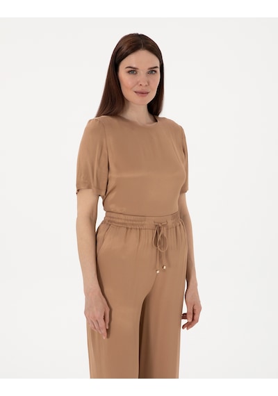 Pierre Cardin Kadın Kahverengi Kısa Kollu Bluz 50301143-vr029 Kahverengi