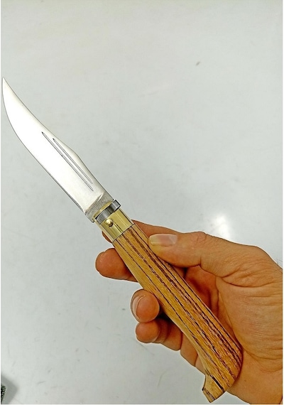 Bursa El Yapımı Çelik Ceviz Ağaç Saplı Kilitli Çakı 24 Cm