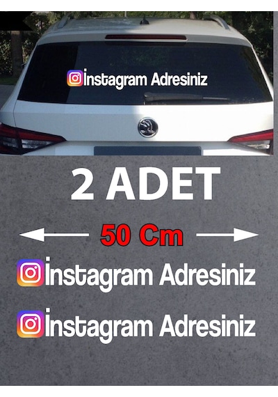 Kişiye Özel İnstagram Sticker 2 Adet - Sosyal Medya İnstagram Sticker - Araba Oto Araç Motosiklet Karavan Cam Sticker - 00926 50 Cm