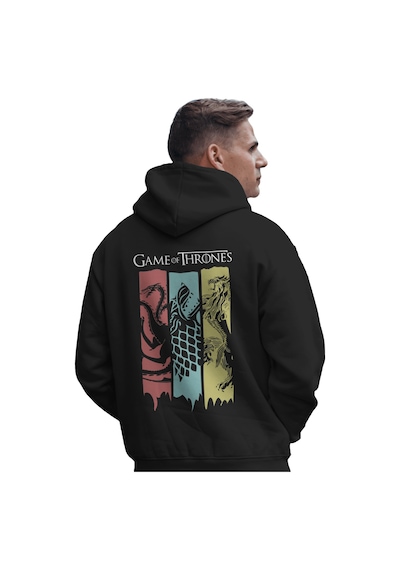 Sevbano Game Of Thrones Dizi Baskılı Unisex Oversize Premium Hoodie Siyah