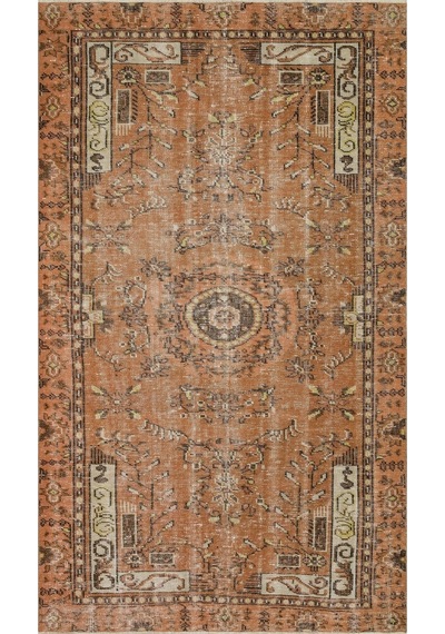 Etnik Desenli Doğal Yün Kahverengi Halı 156 268 Cm 9891