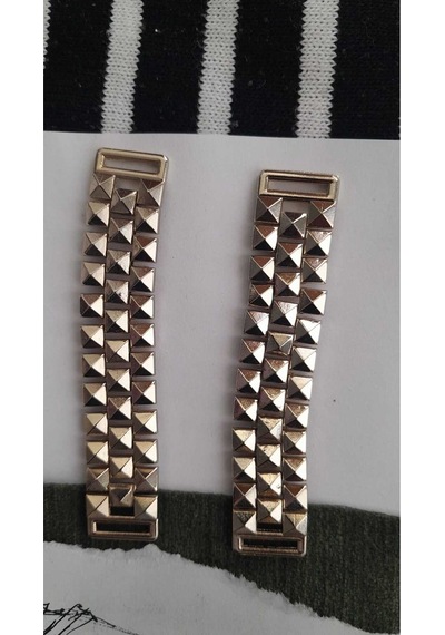 Bronz Gold Pıramıd Metal Toka 9x1,7 Cm İç Kemer 1 Cm 2 Adet