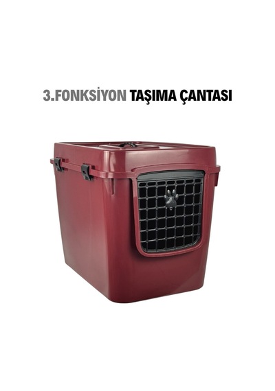 Pribor Hz-500 Xxl 3 Fonksiyonlu Açık / Kapalı Kedi Tuvaleti Ve Taşıma Çantası Bordo 56 X 40 X 43 Cm