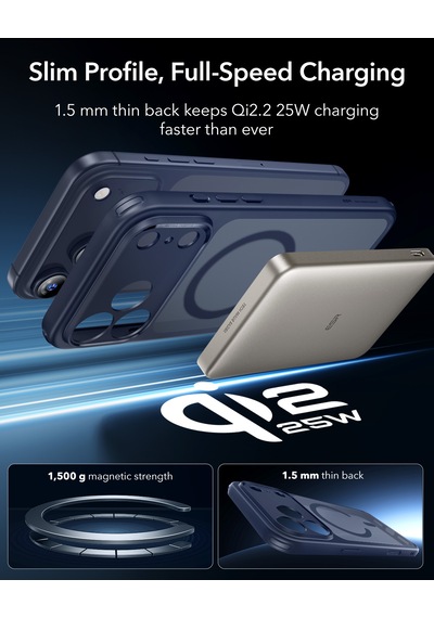 Esr Apple Uyumlu iPhone 17 Pro Max Classic Hybrid Magsafe Kılıf - Kamera Kontrol Buton - Buzlu Mavi Buzlu Mavi