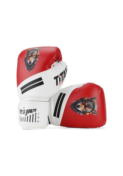 Titan Sport Kırmızı Beyaz Kurt Figürlü Boks Eldiveni Çok Renkli