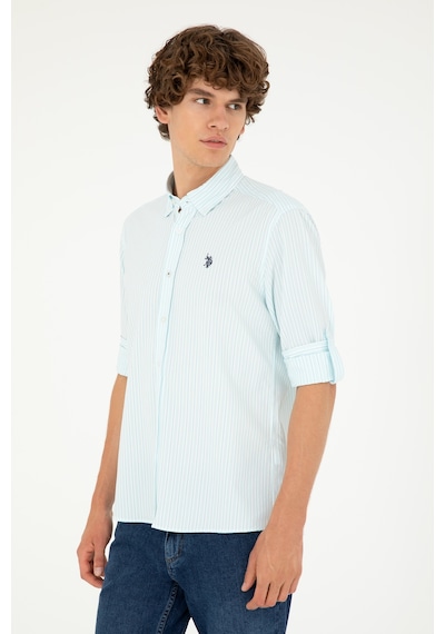 U.S. Polo Assn. Erkek Su Yeşili Çizgili Gömlek 50288675-VR083 U.S. Polo Assn. Erkek Su Yeşili Çizgili Gömlek 50288675-VR083