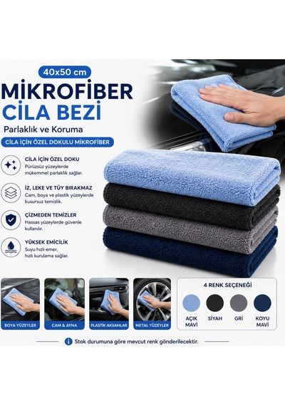 Muggio 40x50 Mikrofiber Cila Bezi Oto Kurulama Parlatma Bezi İz Tüy Hav Bırakmaz 1 Adet