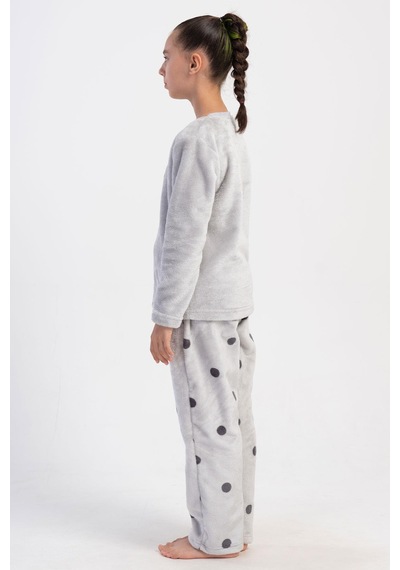 Kız Çocuk Uzun Kol Welsoft Gri Pijama Takım C4t5n1o304 001