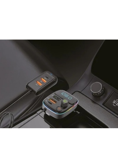 Pd 30w Hızlı Şarj & Rgb Led Işıklı Araç Fm Transmitter 6 Multi-port 5v 3.1a Usb 1m Kablolu