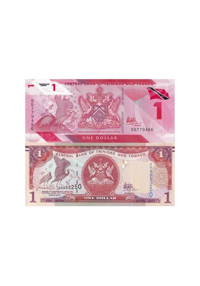 Trinidad Tobago 1 Dolar Yabancı Polimer Ve Kağıt Para Seti 2'li Çil Unc Koleksiyon Para
