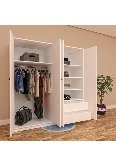Troy 4 Kapılı Gardırop Mdf Sis Gri Troy 4 Kapılı Gardırop Mdf Sis Gri