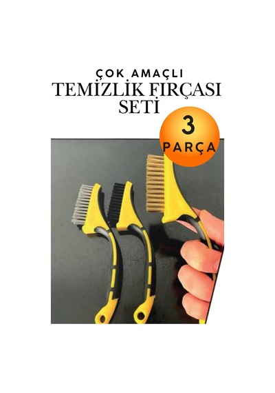 3'lü Set Metal Tel Temizleme Fırçası - Plastik Saplı Çok Amaçlı Pas, Kireç, Ağır Kir Temizleyici Tel Fırça Seti - Mangal, Izgara, Soba Ve Ocağı Temizleme Fırçaları