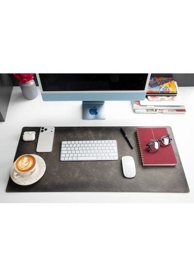 Atelier 91 Ash Gray Leather Desk Mat - Medium M
