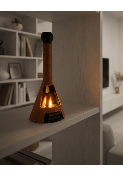Elana Design Şömine Led Dekoratif Mumluk Masa Üstü Ambiyans Lambası Led Mum Dahil Kiremit
