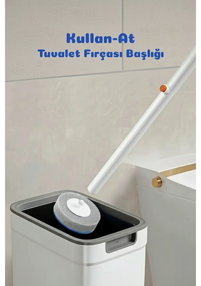Yeni Nesil Sünger Başlıklı Tuvalet Fırçası Değiştirilebilir Köpüklü Klozet Temizlik Seti Beyaz