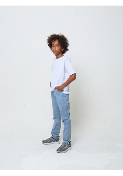 Nanica Kids Erkek Çocuk Bisiklet Yaka Çizgili T-shirt-14075-mavi Mavi