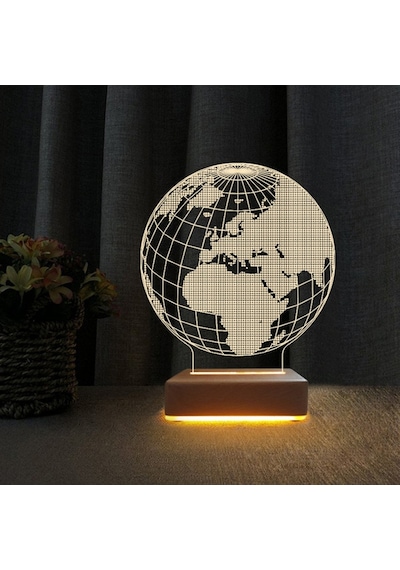 Öğretmenler Günü Hediyesi Dünya Tasarımlı 3d Lamba, Öğretmen Hediyesi Gece Lambası