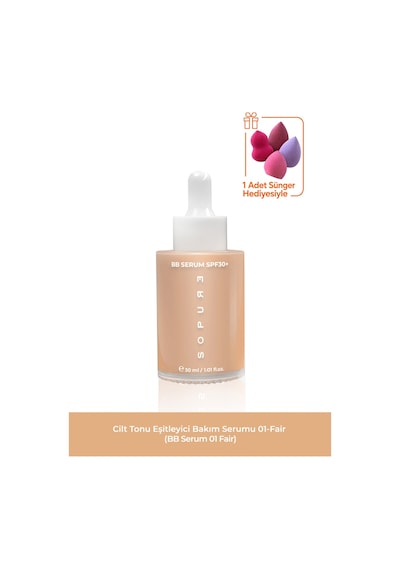 Sopure Cilt Tonu Eşitleyici Renkli Serumu BB Serum 01 Fair