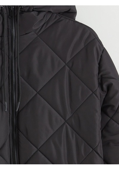 Lcwaıkıkı Classic Siyah Kapüşonlu Kapitone Kadın Şişme Mont
