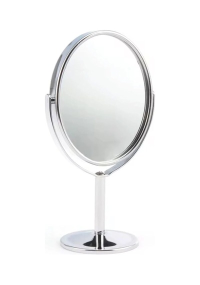 Oval Masaüstü Ayaklı 360 Dönebilen, İşyeri, Seyahat İçin Mini Krom Ayna 15x25cm Belirtilmemis