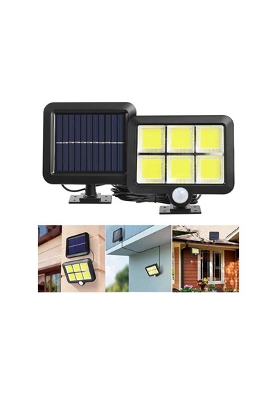 Kablolu Güneş Enerjili 120 Cob Led Solar Bahçe Aydınlatması - Ip65 Su Geçirmez Cob Led Hareket Sensörlü Duvar Lambası, 3 Modlu Dış Mekan Solar Projektör Projektör Aydınlatma