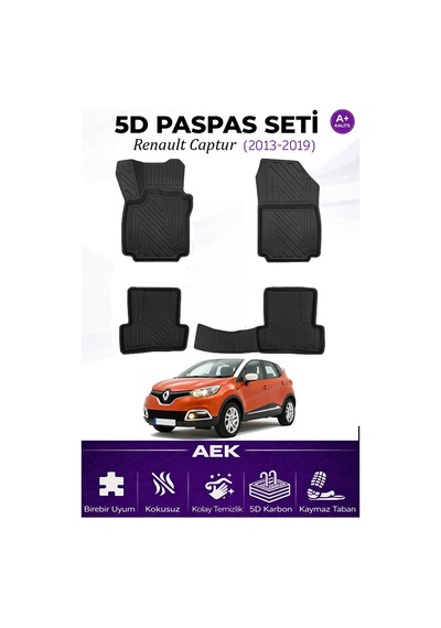 Renault Captur 2013-2019 Araca Özel Havuzlu "karbon" Paspas Takım
