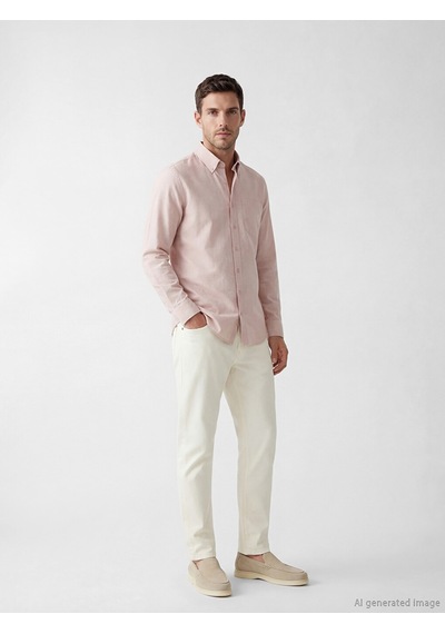 Lcwaıkıkı Classic Pembe Regular Fit Keten Görünümlü Erkek Gömlek