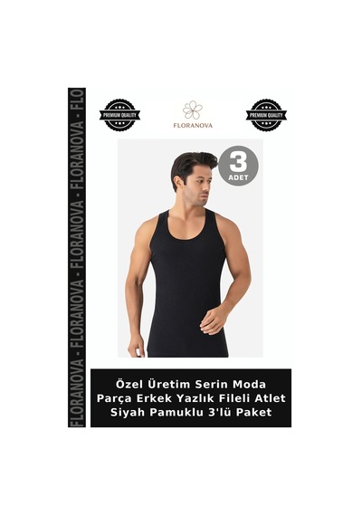 Floranova Özel Üretim Serin Moda Parça Erkek Yazlık Fileli Atlet Siyah Pamuklu 3'lü Paket Siyah-3 Floranova Özel Üretim Serin Moda Parça Erkek Yazlık Fileli Atlet Siyah Pamuklu 3'lü Paket Siyah-3
