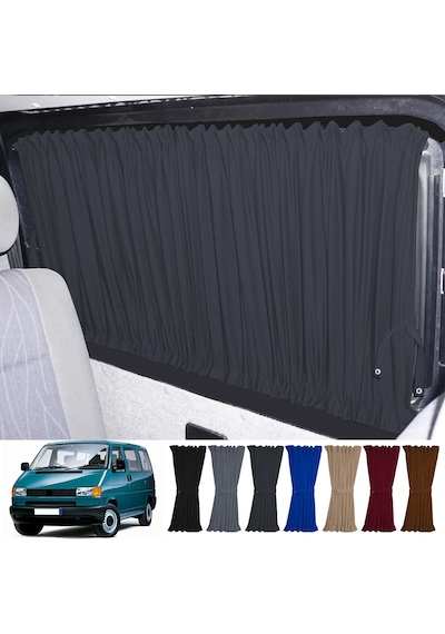 Pandami Volkswagen T4 - Transporter / Caravelle Kısa Şase 1990 2003 Uyumlu Füme Raylı Oto Perde Takımı