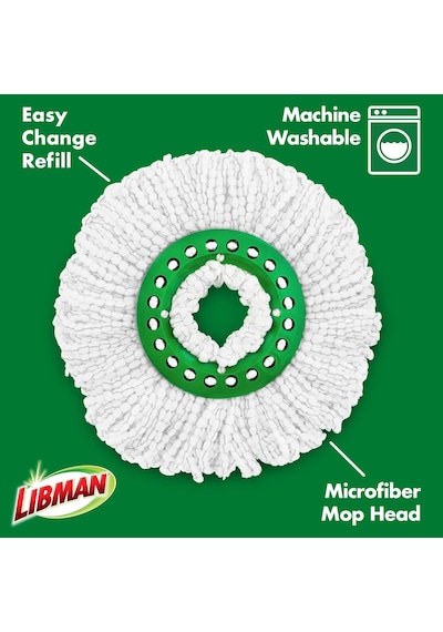 Libman Tornado Spin Paspas Yedekleri - 4 Mikrofiber Kafa Kılıfı, Değiştirmesi Kolay, Makinede Yıkanabilir, Yeşil Ve Beyaz, 4 Adet