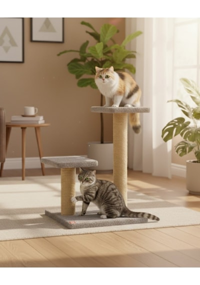 Reyo Pet Çift Stepli Kedi Tırmalama Gri