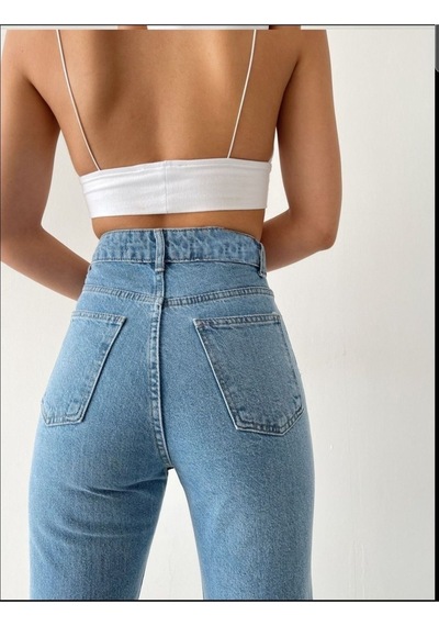 Lavajeans Açık Mavi Likralı Mom Süper Yüksek Bel Mom Jeans Açık Mavi