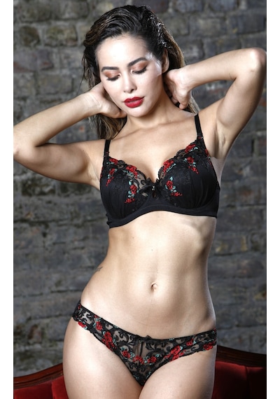 Lenaca Grace Big Size Plunge Bra, Siyah Dantelli Konforlu Ve Şık Sütyen Çok Renkli