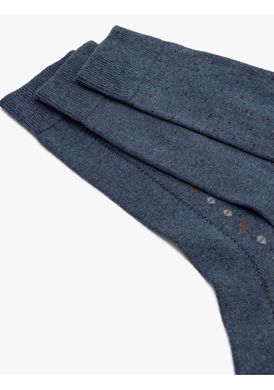 Koton 3'lü Soket Çorap Seti Minimal Desenli Pamuk Karışımlı Multıcolor 5wam80272aa Mavi