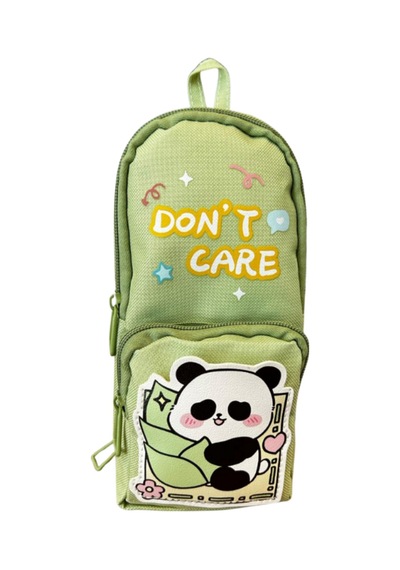 Panda Baskılı Kalem Çantası Yeşil Kalem Kutu Yeşil