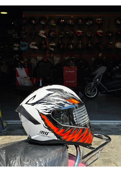 Mts Fullface Kask Ece2206 Sertifikalı Güneş Vizörlü Beyaz