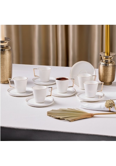 Aryıldız Claire Gold 12 Parça 6 Kişilik Kahve Fincan Takımı 90 Ml 153ar265406 Beyaz