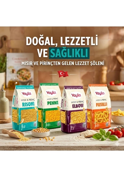 Yayla Mısır Pirinç Fusulli + Elbow + Risoni + Penne 400 Gr