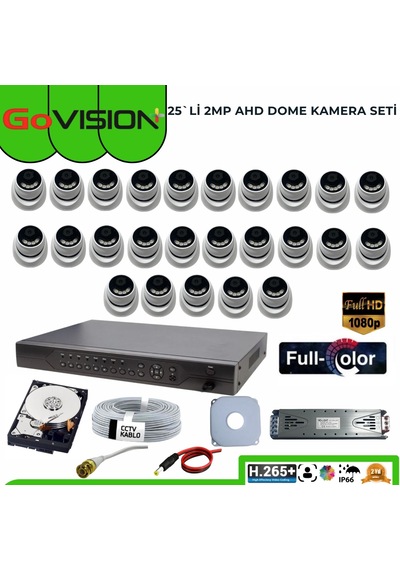 25 Li 2mp Full Color 3.6mm Lens 1080p Fullhd Warmled Ahd 32 Kanal Dome Set