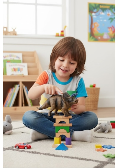 Triceratops Dinozor Oyuncak Figür - Orta Boy Eğitici Hayvan Figürü 20 Cm Hayvanlar