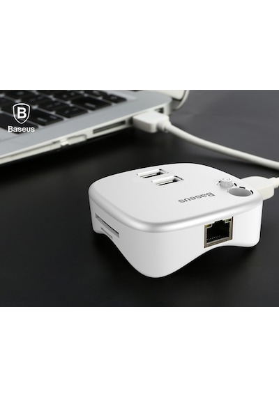 Baseus Rj45 Tf Çok Fonsiyonlu Notebook Adaptörü Hub Dual Usb 3.0 Gümüş